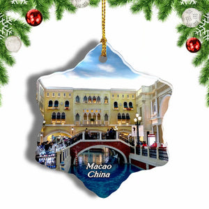 China Casino at Venetian Macao Christmas Ornament 3 Inches Snow