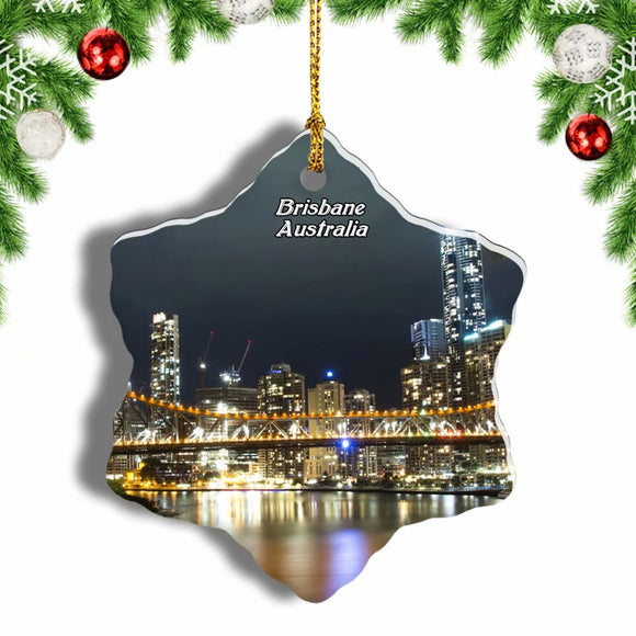 Australia Story Bridge Brisbane Christmas Ornament 3 Inches Snow