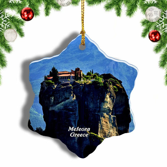 Monastery Meteora Greece Christmas Ornament 3 Inches Snow