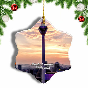 Malaysia Menara Kuala Lumpur Christmas Ornament 3 Inches Snow