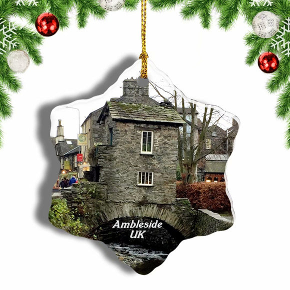 UK England Ambleside Christmas Ornament 3 Inches Snow