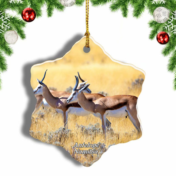 Namibia Antelope Christmas Ornament 3 Inches Snow