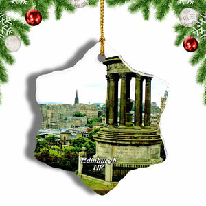 UK England Calton Hill Edinburgh Christmas Ornament 3 Inches Snow