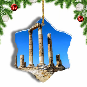 Amman Citadel Jordan Christmas Ornament 3 Inches Snow