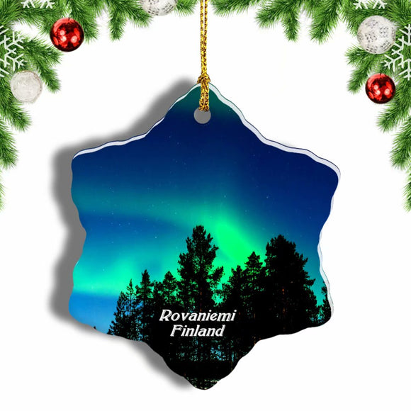 Finland Aurora Rovaniemi Christmas Ornament 3 Inches Snow