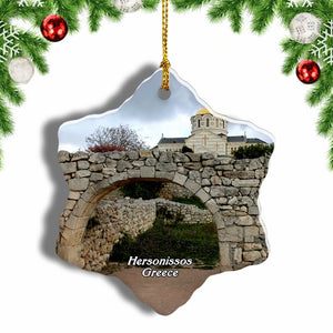 Greece Hersonissos Christmas Ornament 3 Inches Snow