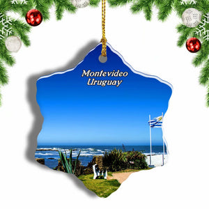 Uruguay Montevideo Christmas Ornament 3 Inches Snow