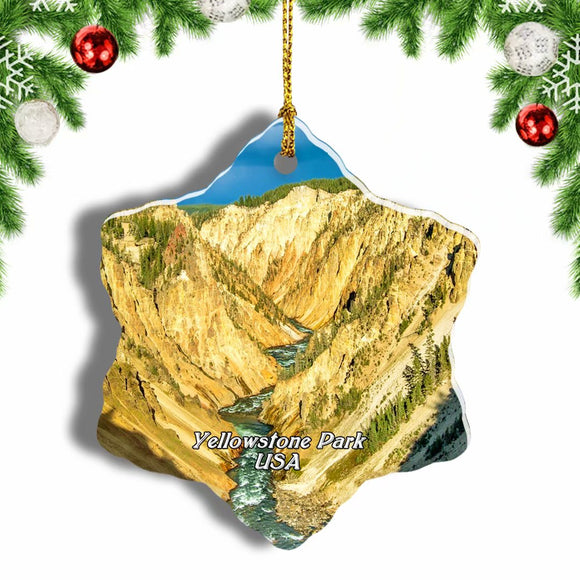 USA America Yellowstone Lake Christmas Ornament 3 Inches Snow