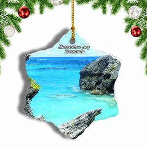 Bermuda Horseshoe Bay Beach Christmas Ornament 3 Inches Snow