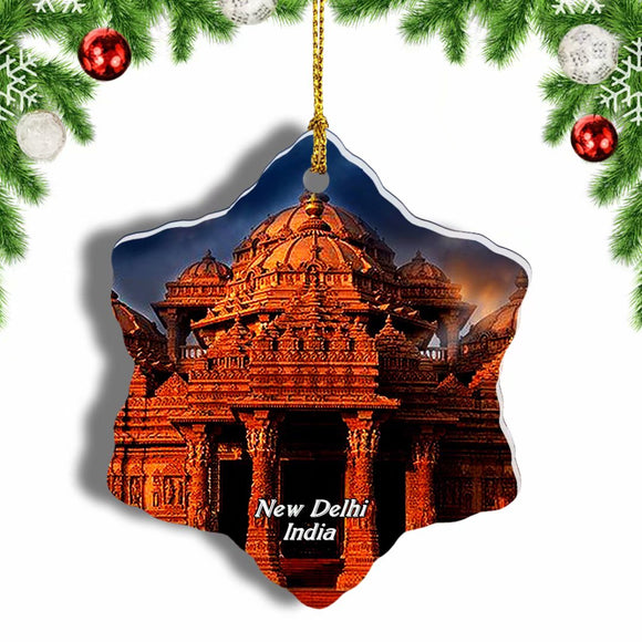 India Swaminarayan Akshardham New Delhi Christmas Ornament 3 Inches Snow