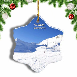 Andorra Snow Mountain Ski Nevada Christmas Ornament 3 Inches Snow