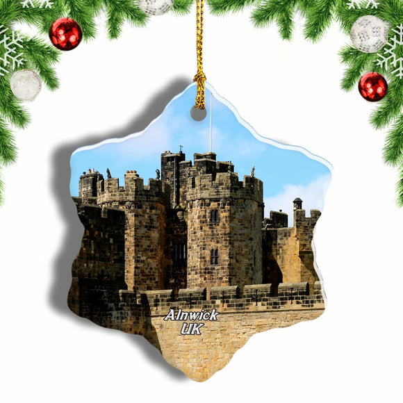 UK England Alnwick Castle Christmas Ornament 3 Inches Snow