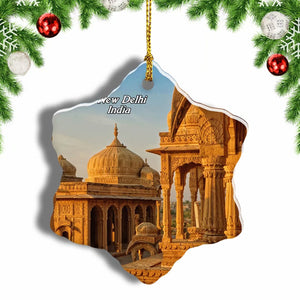 India Bada Bagh Temple New Delhi Christmas Ornament 3 Inches Snow