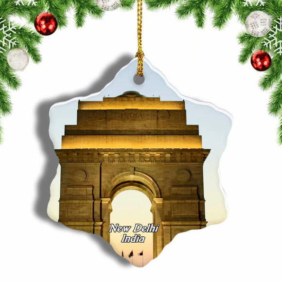 India Gate New Delhi Christmas Ornament 3 Inches Snow