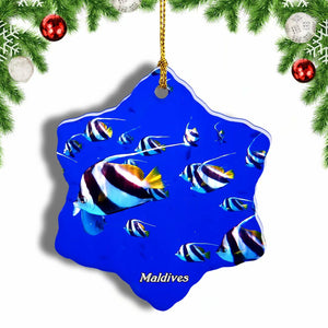 Maldives Fish Christmas Ornament 3 Inches Snow