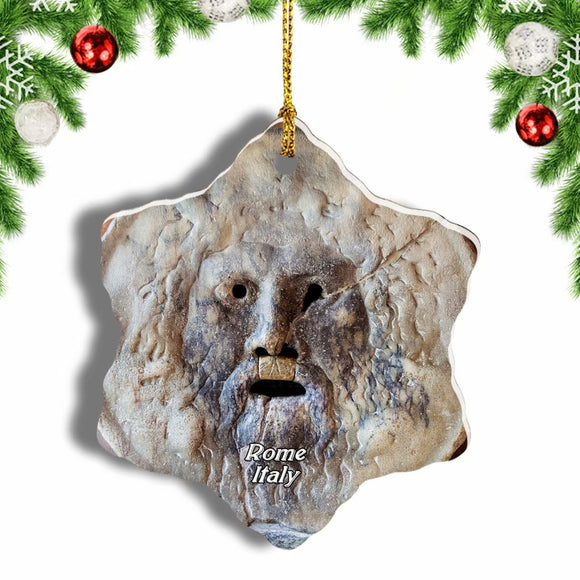 Italy The Mouth of Truth Rome Christmas Ornament 3 Inches Snow