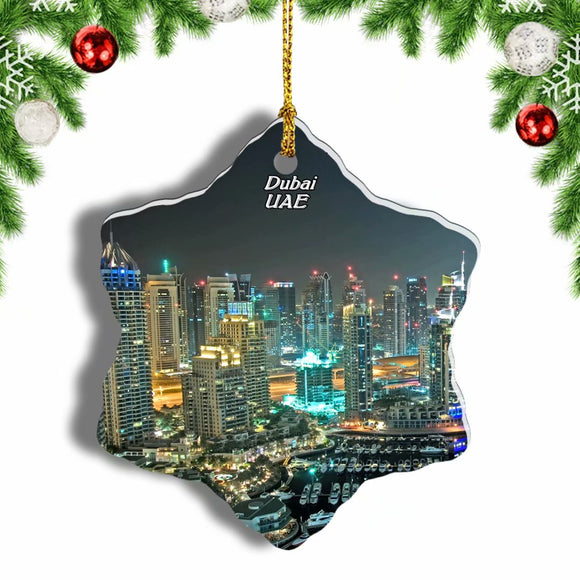 UAE Dubai Skyscrapers Christmas Ornament 3 Inches Snow