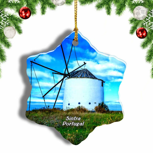 Portugal Sintra Mill Christmas Ornament 3 Inches Snow