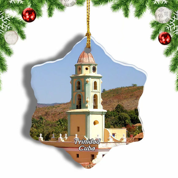 Clock Tower Main Square Trinidad Cuba Christmas Ornament 3 Inches Snow