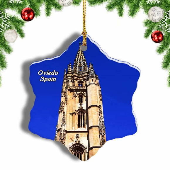 Spain San Salvador Cathedral Oviedo Christmas Ornament 3 Inches Snow