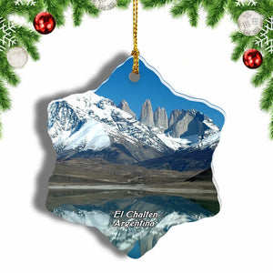 Cerro Fitz Roy El Chalten Argentina Christmas Ornament 3 Inches Snow