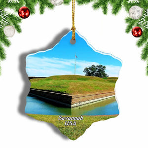 USA America Fort Pulaski Savannah Christmas Ornament 3 Inches Snow