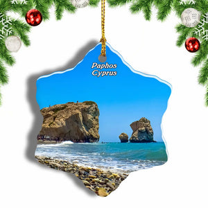 Cyprus Aphrodites Rock Art  Paphos Christmas Ornament 3 Inches Snow