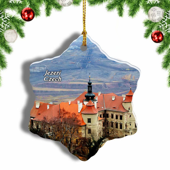 Czech Castle Jezeri Christmas Ornament 3 Inches Snow