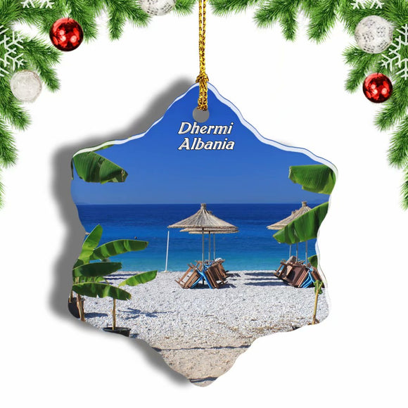 Albania Beach Dhermi Christmas Ornament 3 Inches Snow