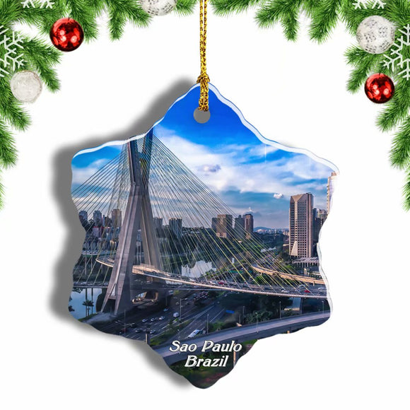 Brazil Bridge Sao Paulo Christmas Ornament 3 Inches Snow