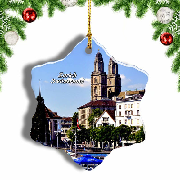 Switzerland Lake Zurich Limmat Christmas Ornament 3 Inches Snow