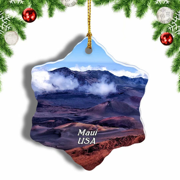 USA America Haleakala National Park Maui Hawaii Christmas Ornament 3 Inches Snow