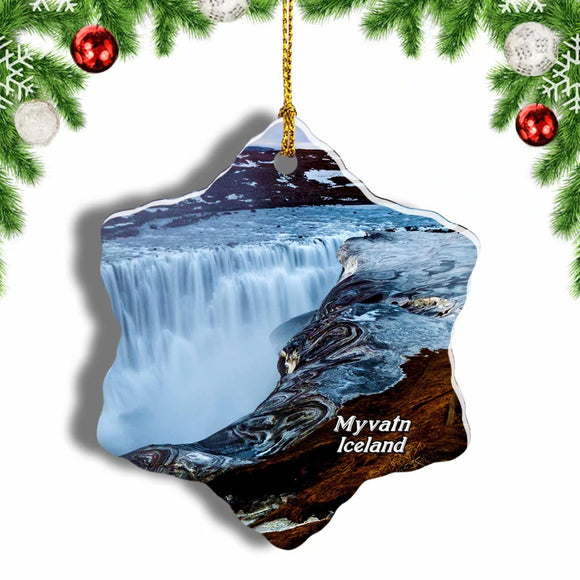 Iceland Dettifoss Myvatn Christmas Ornament 3 Inches Snow