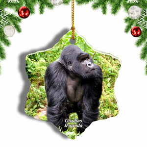 Gorillas Rwanda Christmas Ornament 3 Inches Snow