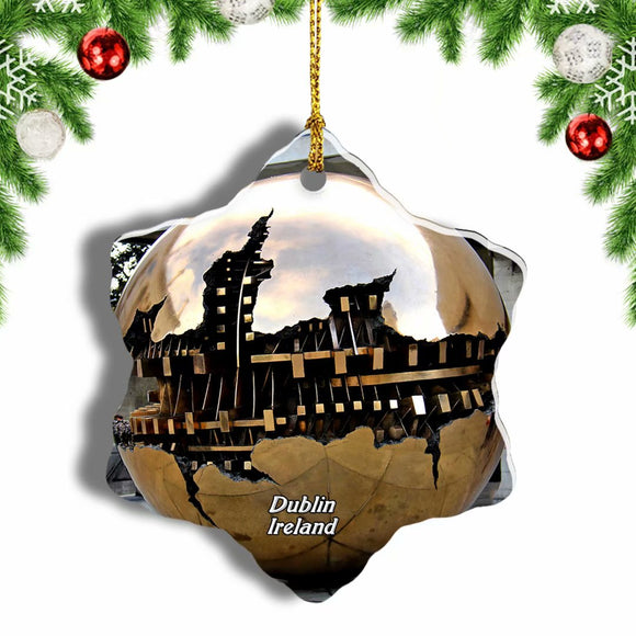 Ireland Sphere Dublin Christmas Ornament 3 Inches Snow