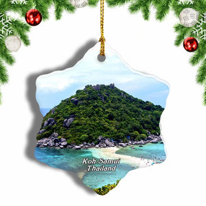 Thailand Nang Yuan Island Koh Samui Christmas Ornament 3 Inches Snow