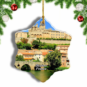 France Saint Nazaire Cathedral Beziers Christmas Ornament 3 Inches Snow