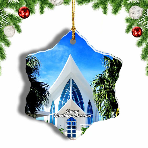 Crystal Church Northern Mariana USA Christmas Ornament 3 Inches Snow