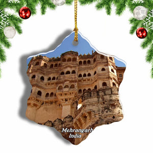 India Jodhpur Mehrangarh Christmas Ornament 3 Inches Snow