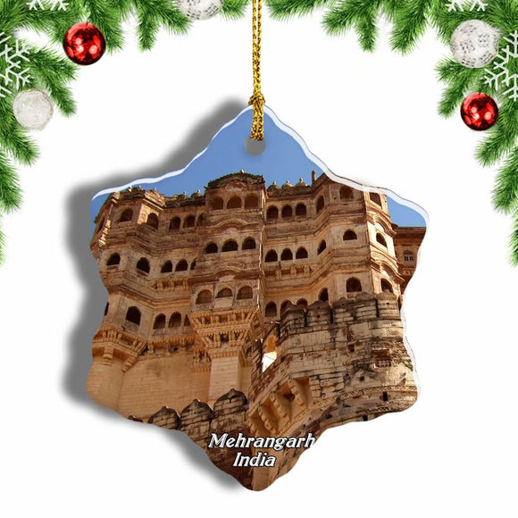 India Jodhpur Mehrangarh Christmas Ornament 3 Inches Snow