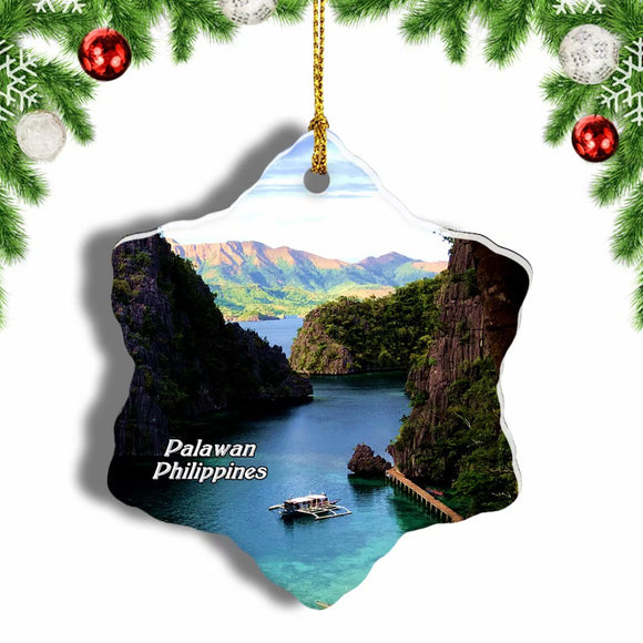 Philippines Hidden Beach El Nido Palawan Christmas Ornament 3 Inches Snow