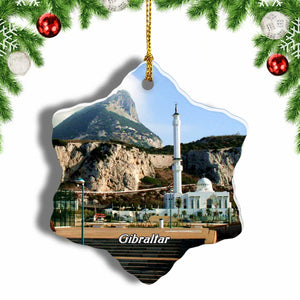 The Rock of Gibraltar Christmas Ornament 3 Inches Snow