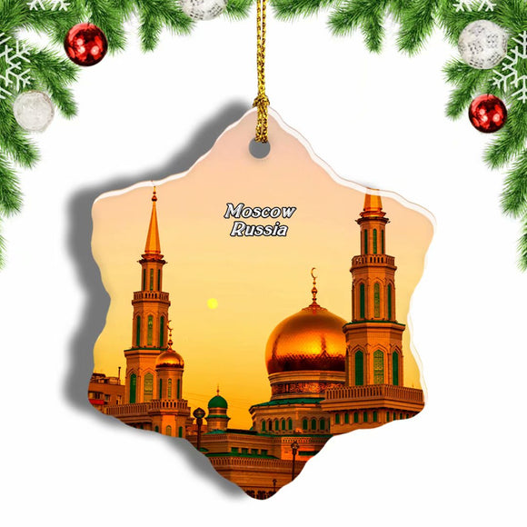 Russia Moscow Cathedral Mosque Christmas Ornament 3 Inches Snow