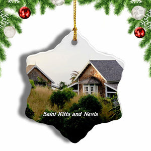 Saint Kitts and Nevis Christmas Ornament 3 Inches Snow