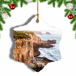 America USA Santa Cruz California Christmas Ornament 3 Inches Snow