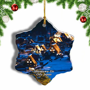 Shirakawa-Go Gifu Japan Christmas Ornament 3 Inches Snow