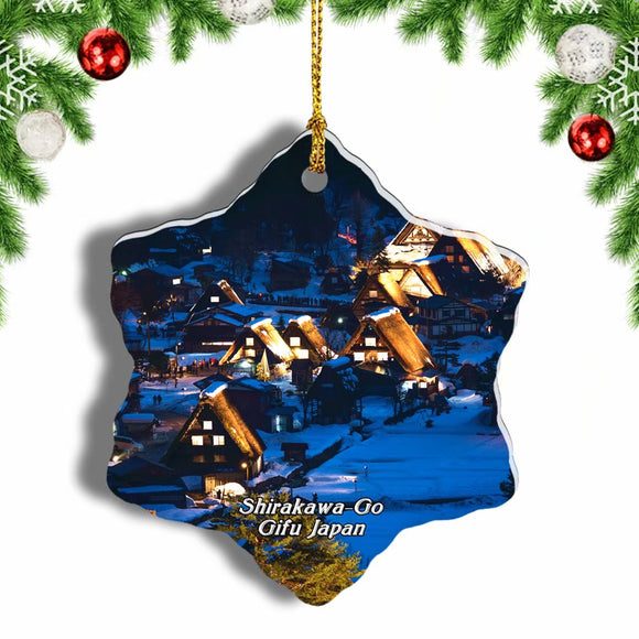 Shirakawa-Go Gifu Japan Christmas Ornament 3 Inches Snow