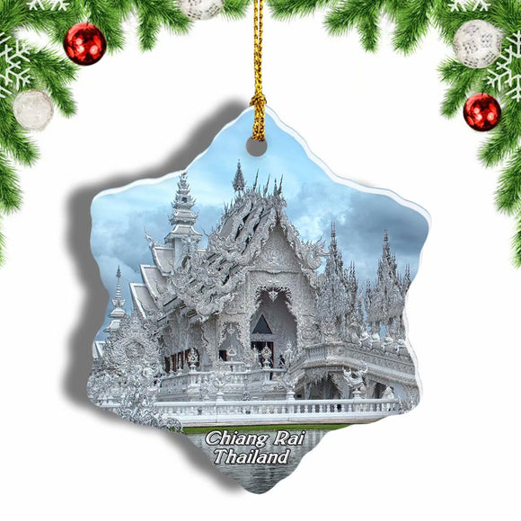 Thailand White Temple Chiang Rai Christmas Ornament 3 Inches Snow