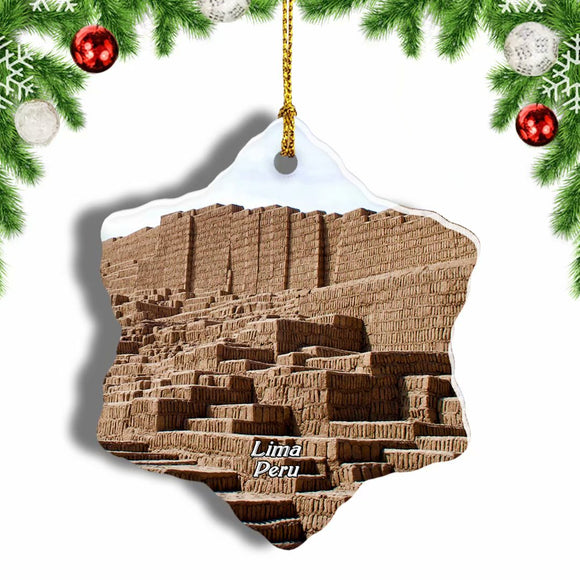 Peru Huaca Pucllana Lima Christmas Ornament 3 Inches Snow