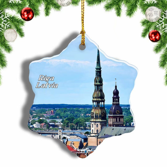 Latvia Riga Old Town Christmas Ornament 3 Inches Snow